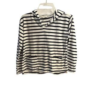 Crewcuts Navy and White Striped Terry Hoodie Size Medium 7 - 8